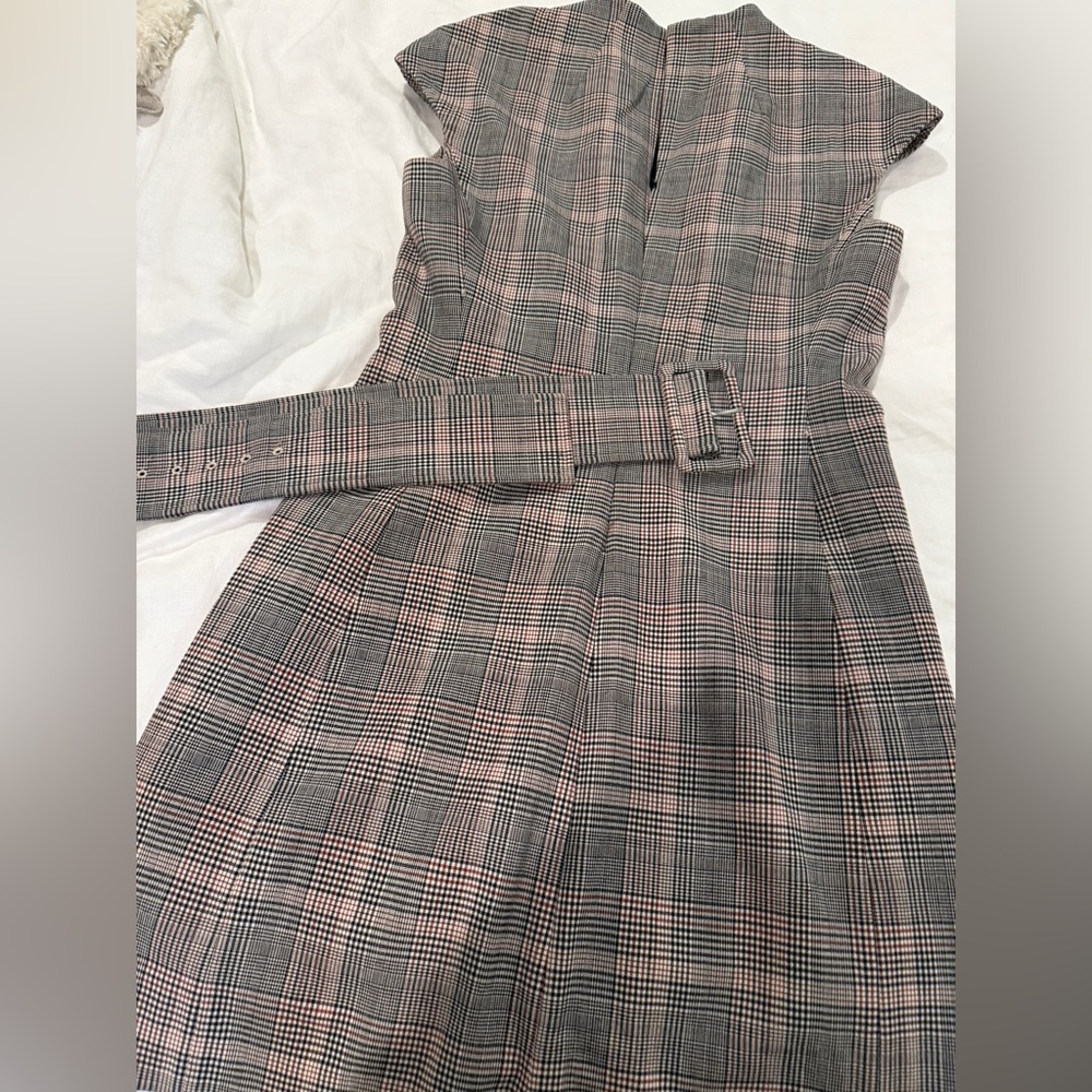 Theory Plaid Mini Cap Sleeve Dress